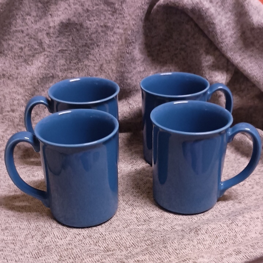 Corningware Deep Blue Dining Mugs Set of 4 for Coffee and Tea